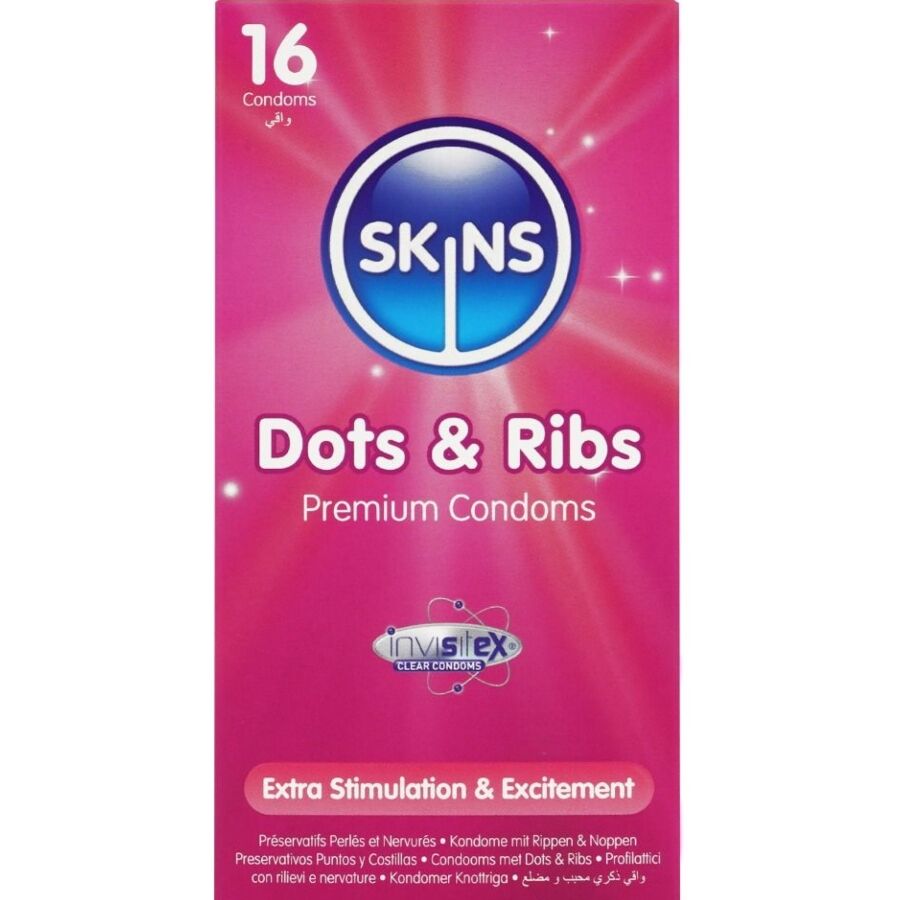 SKINS - DOTS & RIBS PREMIUM CONDOMS CONFEZIONE DA 16 - SKINS | Lingerie Harness Boutique