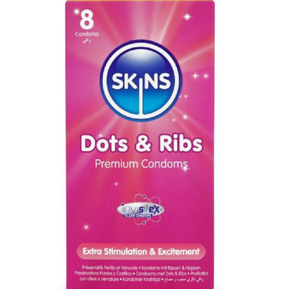 SKINS - DOTS & RIBS PREMIUM CONDOMS CONFEZIONE DA 8 - SKINS | Lingerie Harness Boutique