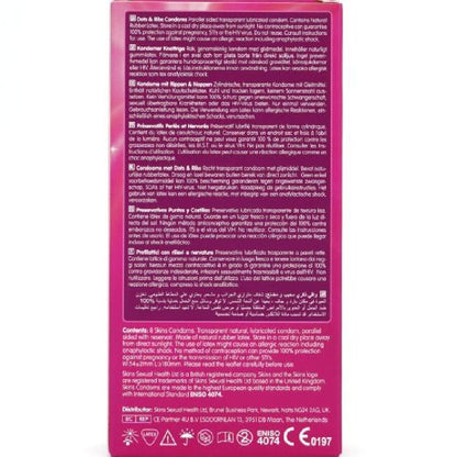 SKINS - DOTS & RIBS PREMIUM CONDOMS CONFEZIONE DA 8 - SKINS | Lingerie Harness Boutique