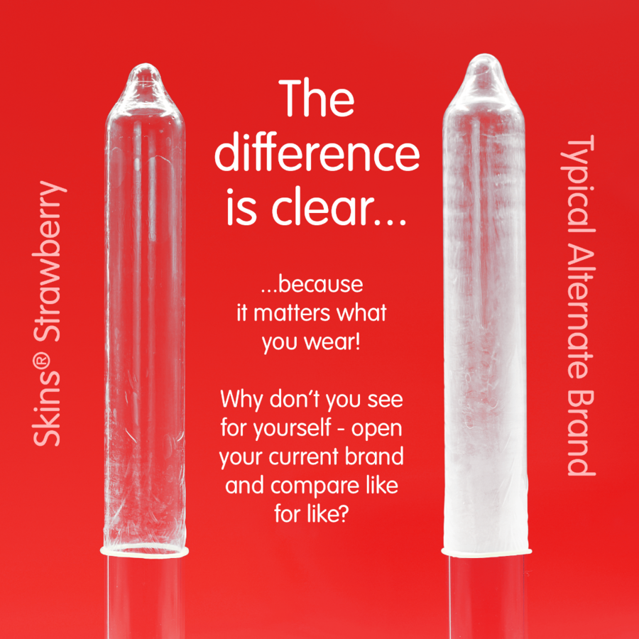 SKINS - PRESERVATIVI PREMIUM ALLA FRAGOLA CONFEZIONE DA 4 - SKINS | Lingerie Harness Boutique