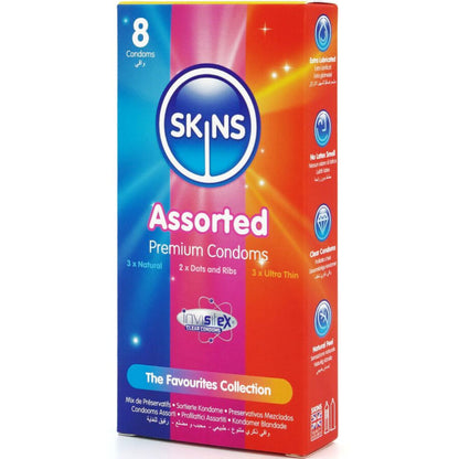 SKINS - CONFEZIONE ASSORTITA DI 8 PRESERVATIVI PREMIUM - SKINS | Lingerie Harness Boutique