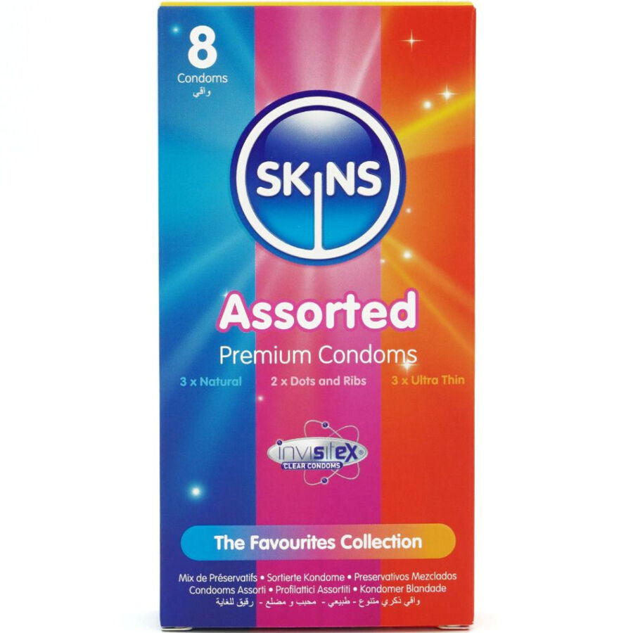 SKINS - CONFEZIONE ASSORTITA DI 8 PRESERVATIVI PREMIUM - SKINS | Lingerie Harness Boutique