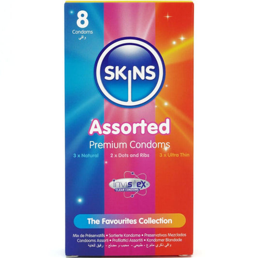 SKINS - CONFEZIONE ASSORTITA DI 8 PRESERVATIVI PREMIUM - SKINS | Lingerie Harness Boutique
