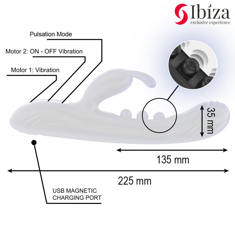 IBIZA - CONIGLIO VIBRANTE CON PULSAZIONE - IBIZA TECHNOLOGY | Lingerie Harness Boutique