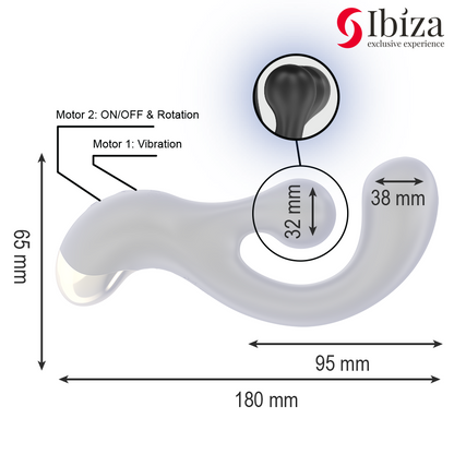 IBIZA - STIMOLATORE VIBRANTE E ROTANTE - IBIZA TECHNOLOGY | Lingerie Harness Boutique