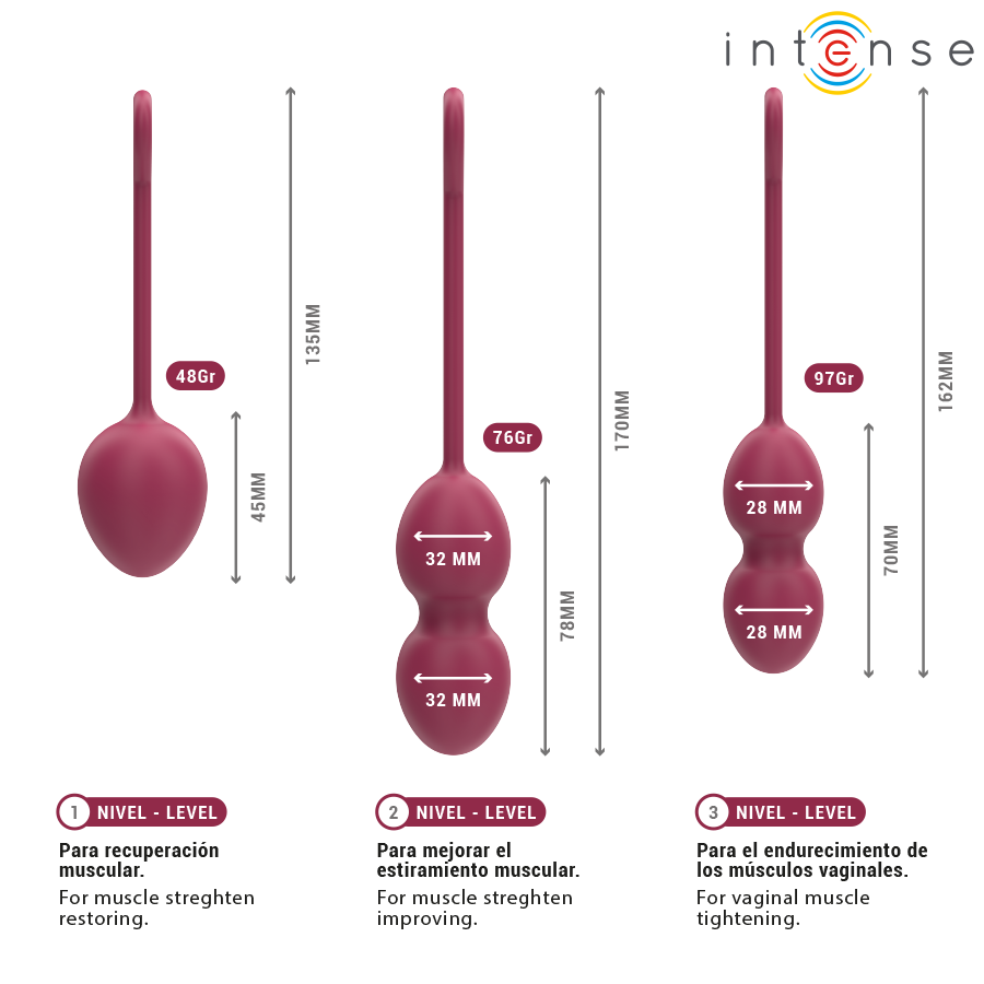 INTENSE - KIT PALLINE KEGEL CHARLI BORDEAUX - INTENSE HEALTH & FUN | Lingerie Harness Boutique
