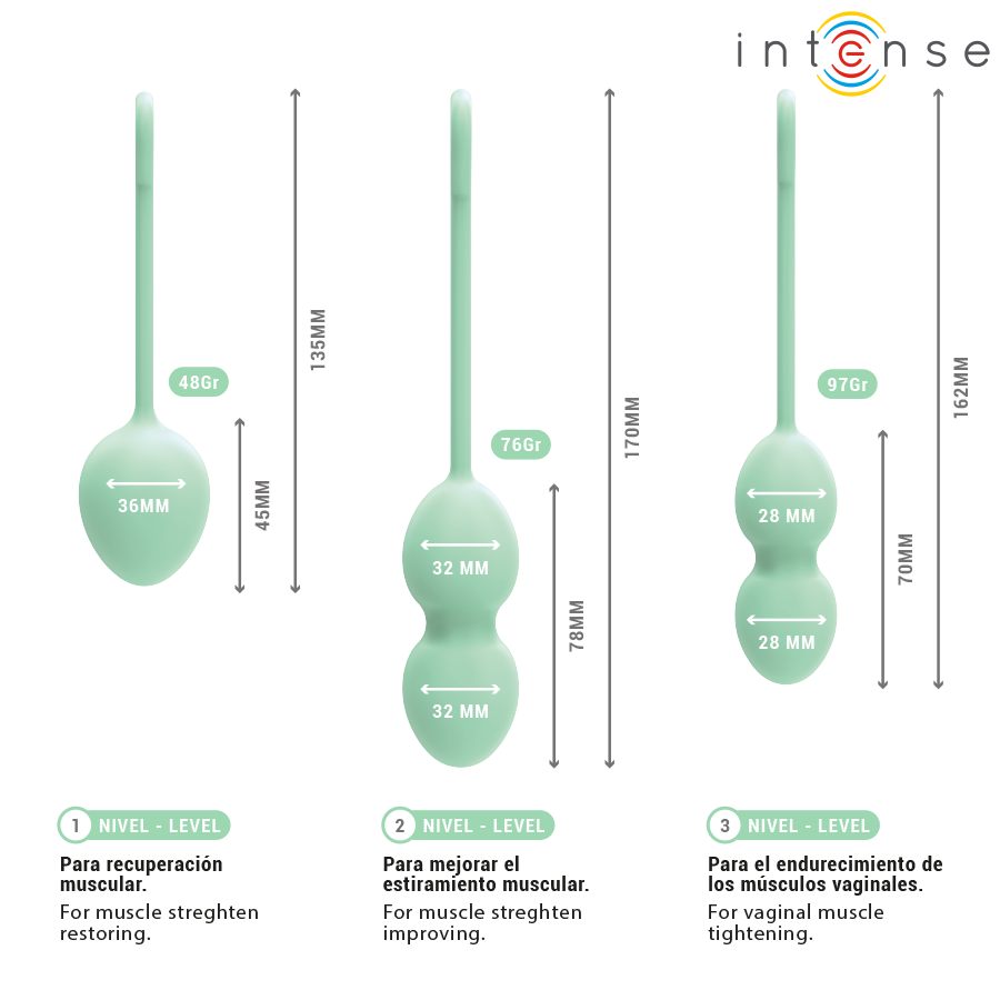 INTENSE - KIT PALLINE KEGEL CHARLI VERDE CHIARO - INTENSE HEALTH & FUN | Lingerie Harness Boutique