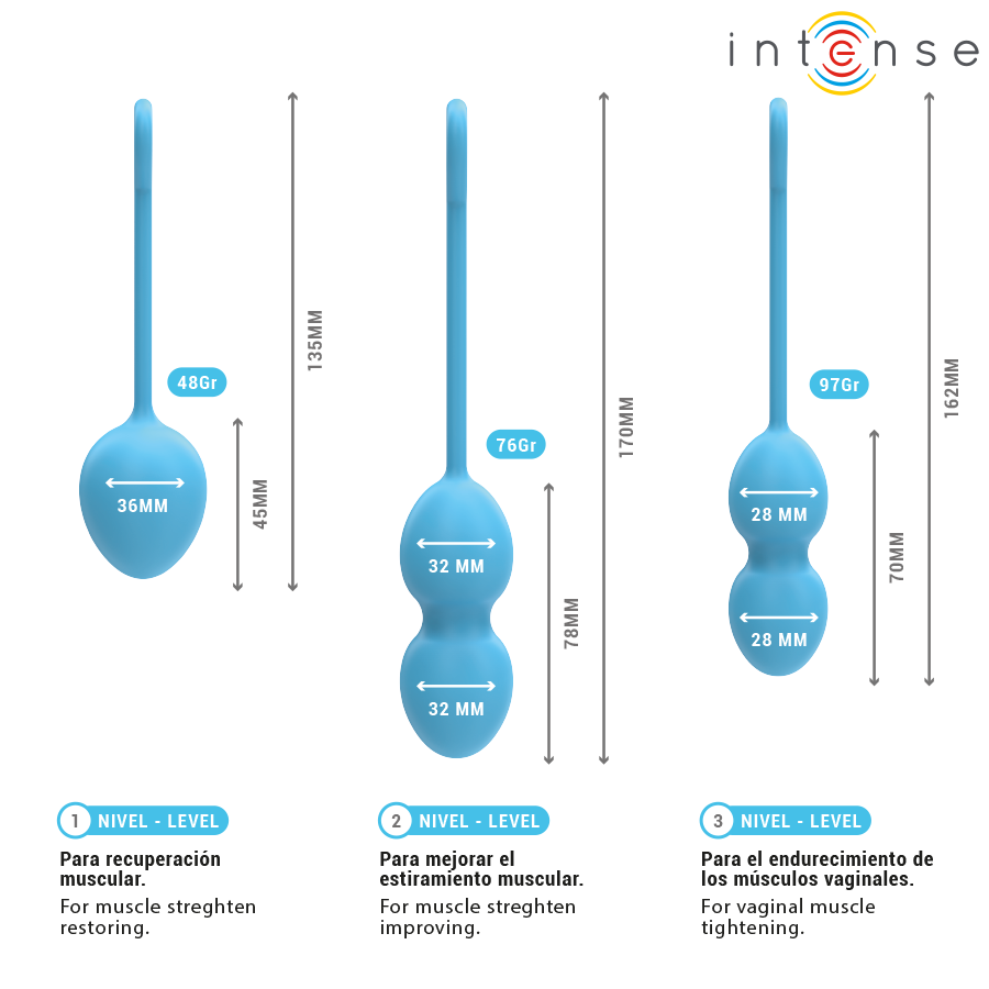 INTENSE - KIT PALLINE KEGEL CHARLI BLU - INTENSE HEALTH & FUN | Lingerie Harness Boutique