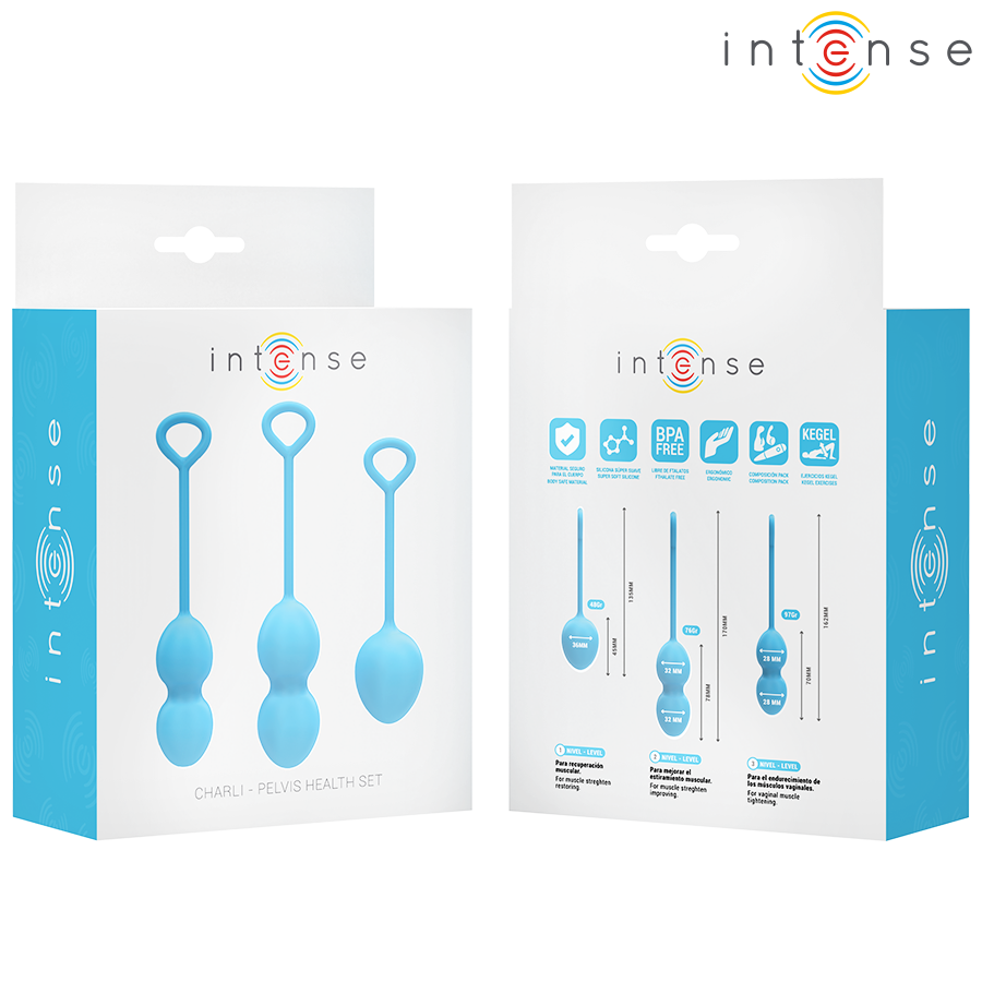 INTENSE - KIT PALLINE KEGEL CHARLI BLU - INTENSE HEALTH & FUN | Lingerie Harness Boutique