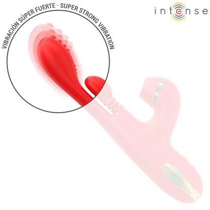 INTENSE - KATY STIMOLATORE CLITORIDEO MULTIFUNZIONE 4 TESTINE INTERCAMBIABILI ROSSO - INTENSE FUN | Lingerie Harness Boutique