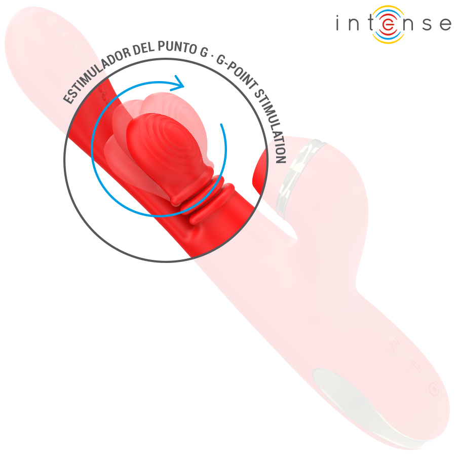 INTENSE - KATY STIMOLATORE CLITORIDEO MULTIFUNZIONE 4 TESTINE INTERCAMBIABILI ROSSO - INTENSE FUN | Lingerie Harness Boutique
