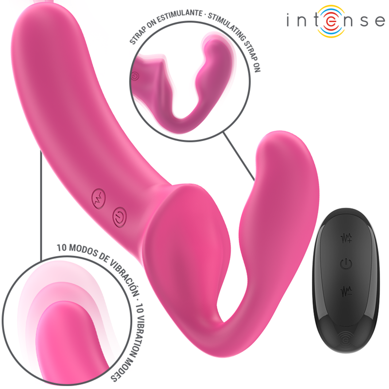 INTENSE - AMY DOPPIO VIBRATORE 20 CM ROSA TELECOMANDO - INTENSE FUN | Lingerie Harness Boutique
