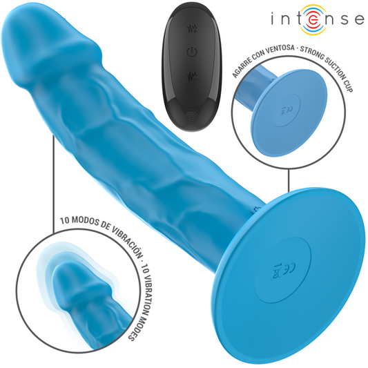 INTENSE - PHOEBE VIBRATORE REALISTICO 10 VIBRAZIONI TELECOMANDO BLU - INTENSE FUN | Lingerie Harness Boutique