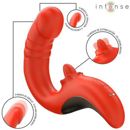 INTENSE - PAULINA VIBRATORE E STIMOLATORE A FORMA DI U ROSSO - INTENSE FUN | Lingerie Harness Boutique