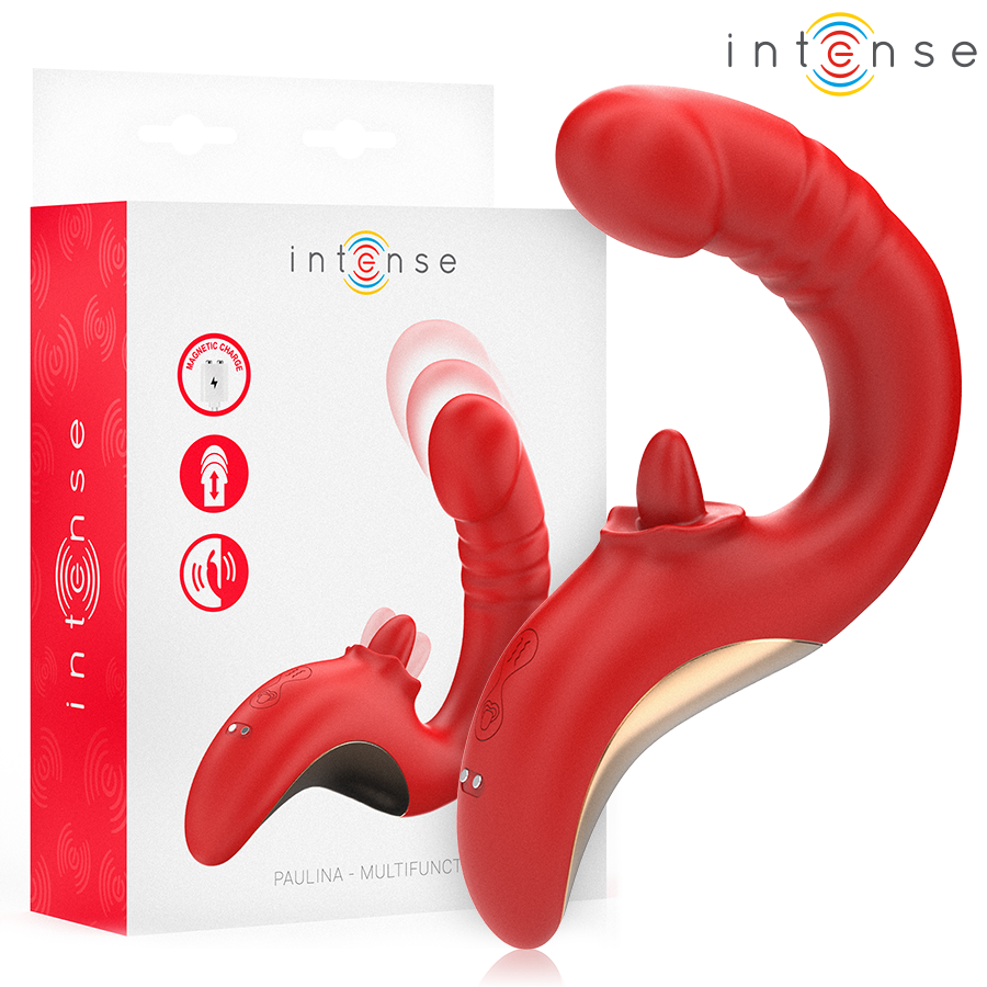 INTENSE - PAULINA VIBRATORE E STIMOLATORE A FORMA DI U ROSSO - INTENSE FUN | Lingerie Harness Boutique