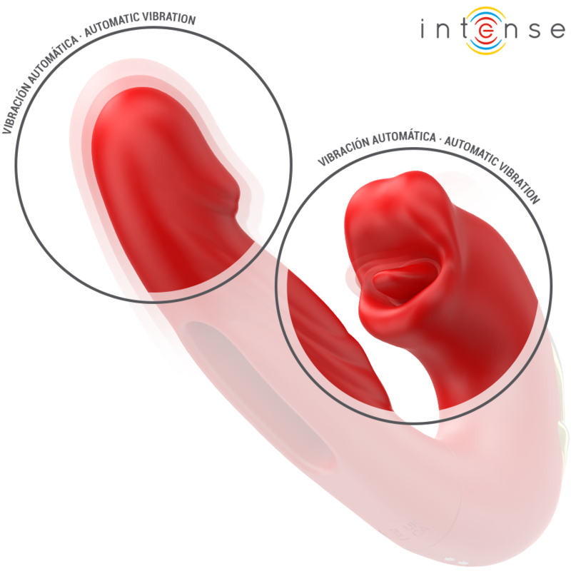INTENSE - NATHY DOPPIO VIBRATORE CON BOCCA STIMOLANTE MULTIFUNZIONE ROSSO - INTENSE FUN | Lingerie Harness Boutique