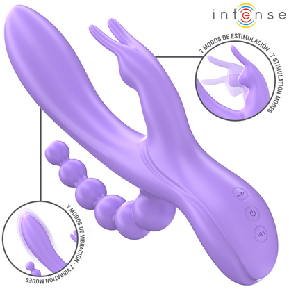 INTENSE - MIKO TRIPLO VIBRATORE CONIGLIO & STIMOLATORE & ANALE 7 VIBRAZIONI VIOLA - INTENSE FUN | Lingerie Harness Boutique