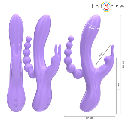 INTENSE - MIKO TRIPLO VIBRATORE CONIGLIO & STIMOLATORE & ANALE 7 VIBRAZIONI VIOLA - INTENSE FUN | Lingerie Harness Boutique