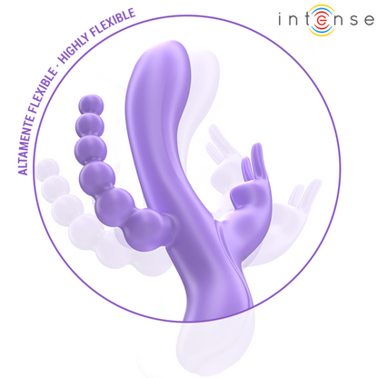INTENSE - MIKO TRIPLO VIBRATORE CONIGLIO & STIMOLATORE & ANALE 7 VIBRAZIONI VIOLA - INTENSE FUN | Lingerie Harness Boutique