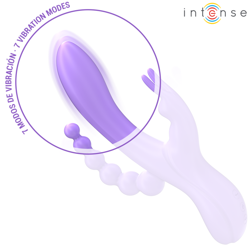 INTENSE - MIKO TRIPLO VIBRATORE CONIGLIO & STIMOLATORE & ANALE 7 VIBRAZIONI VIOLA - INTENSE FUN | Lingerie Harness Boutique