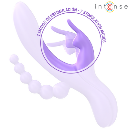 INTENSE - MIKO TRIPLO VIBRATORE CONIGLIO & STIMOLATORE & ANALE 7 VIBRAZIONI VIOLA - INTENSE FUN | Lingerie Harness Boutique