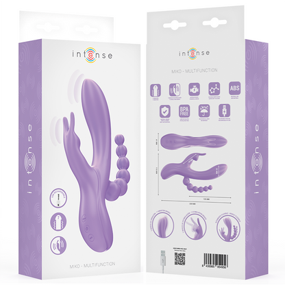INTENSE - MIKO TRIPLO VIBRATORE CONIGLIO & STIMOLATORE & ANALE 7 VIBRAZIONI VIOLA - INTENSE FUN | Lingerie Harness Boutique