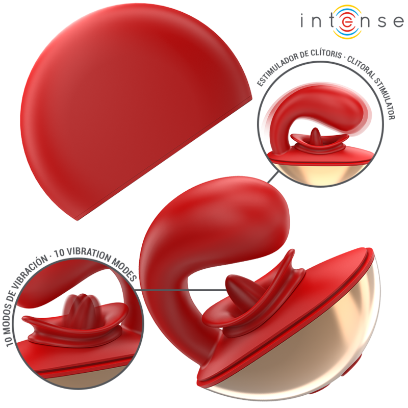 INTENSE - VIBRATORE E STIMOLATORE MARIAH A FORMA DI U 10 VIBRAZIONI ROSSO - INTENSE FUN | Lingerie Harness Boutique