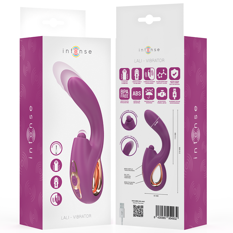INTENSE - LALI VIBRATORE MULTIFUNZIONE PUNTO G TAPPING & THRUST & VIBRATION VIOLA - INTENSE FUN | Lingerie Harness Boutique