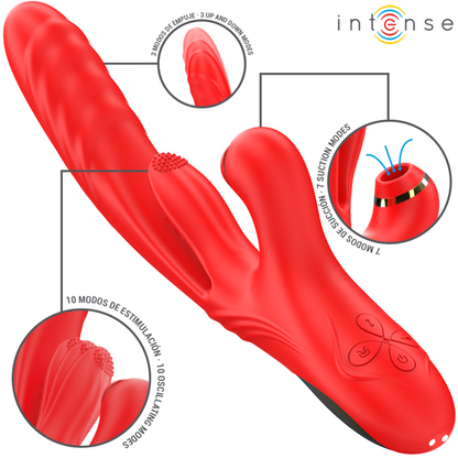 INTENSE - KAROL VIBRATORE MULTIFUNZIONE SPINTA E STIMOLAZIONE E ONDE STIMOLANTI ROSSO - INTENSE FUN | Lingerie Harness Boutique