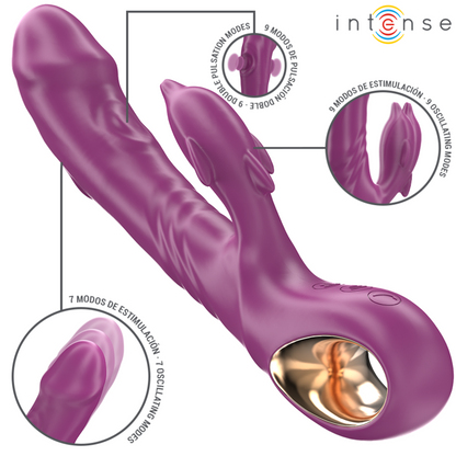 INTENSE - VIBRATORE MULTIFUNZIONE HALLE CON LINGUA STIMOLANTE A DELFINO VIOLA - INTENSE FUN | Lingerie Harness Boutique