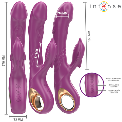 INTENSE - VIBRATORE MULTIFUNZIONE HALLE CON LINGUA STIMOLANTE A DELFINO VIOLA - INTENSE FUN | Lingerie Harness Boutique