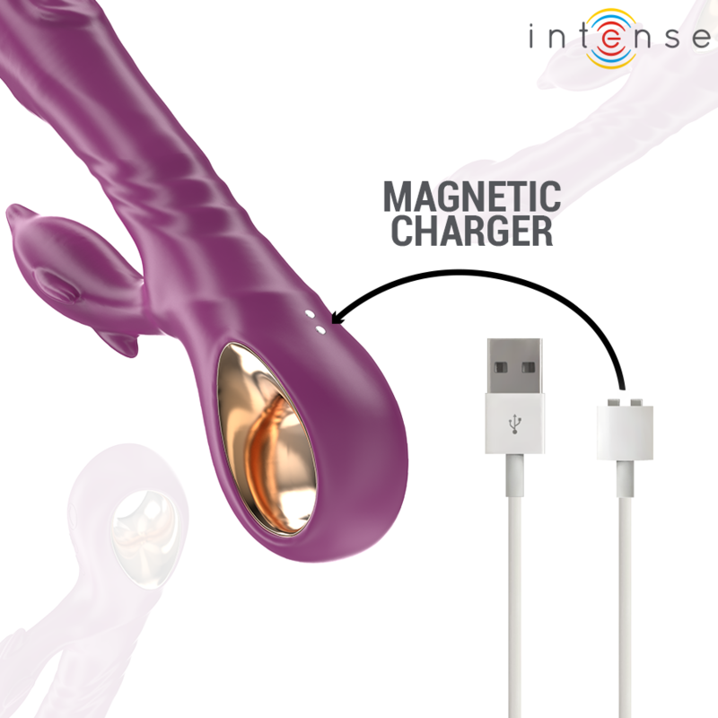 INTENSE - VIBRATORE MULTIFUNZIONE HALLE CON LINGUA STIMOLANTE A DELFINO VIOLA - INTENSE FUN | Lingerie Harness Boutique