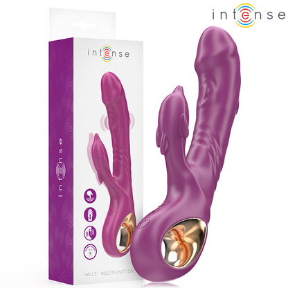 INTENSE - VIBRATORE MULTIFUNZIONE HALLE CON LINGUA STIMOLANTE A DELFINO VIOLA - INTENSE FUN | Lingerie Harness Boutique