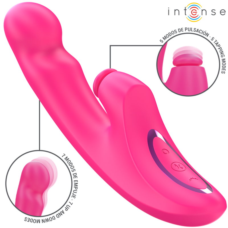 INTENSE - VIBRATORE EMI 13,5 CM MULTIFUNZIONE 3 IN 1 10 VIBRAZIONI ROSA - INTENSE FUN | Lingerie Harness Boutique