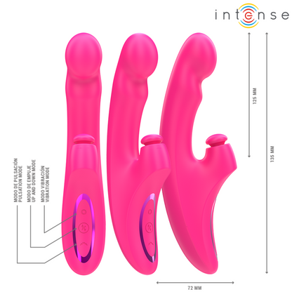 INTENSE - VIBRATORE EMI 13,5 CM MULTIFUNZIONE 3 IN 1 10 VIBRAZIONI ROSA - INTENSE FUN | Lingerie Harness Boutique