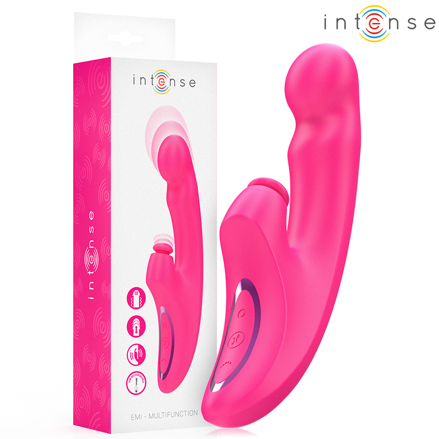 INTENSE - VIBRATORE EMI 13,5 CM MULTIFUNZIONE 3 IN 1 10 VIBRAZIONI ROSA - INTENSE FUN | Lingerie Harness Boutique