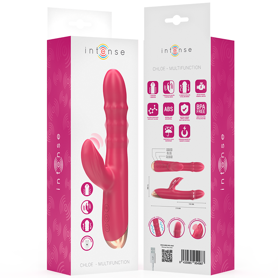 INTENSE - CHLOE VIBRATORE MULTIFUNZIONE 3 IN 1 ROSSO - INTENSE FUN | Lingerie Harness Boutique