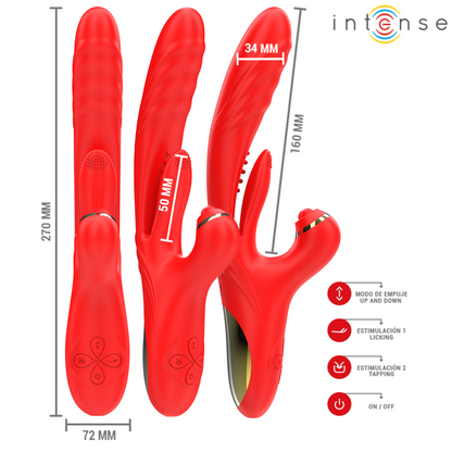 INTENSE - VIBRATORE MULTIFUNZIONE ROSALIA 3 IN 1 ROSSO - INTENSE FUN | Lingerie Harness Boutique
