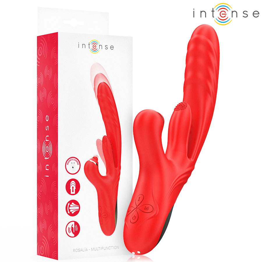 INTENSE - VIBRATORE MULTIFUNZIONE ROSALIA 3 IN 1 ROSSO - INTENSE FUN | Lingerie Harness Boutique