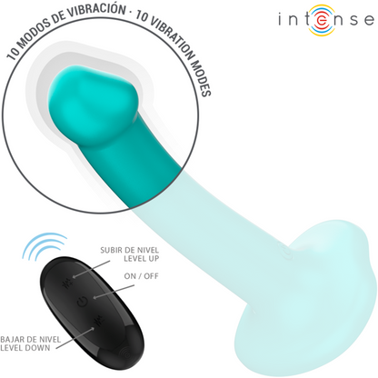 INTENSE - KATIE VIBRATORE CON VENTOSA 10 VIBRAZIONI TELECOMANDO BLU - INTENSE FUN | Lingerie Harness Boutique