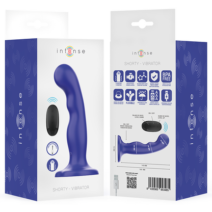INTENSE - VIBRATORE SHORTY CON VENTOSA TELECOMANDO BLU - INTENSE FUN | Lingerie Harness Boutique