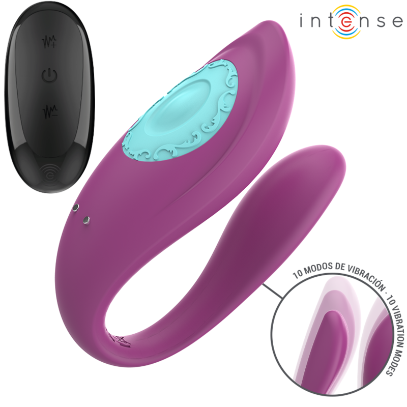 INTENSE - ANNIE VIBRATORE E STIMOLATORE A FORMA DI U TELECOMANDO VIOLA - INTENSE COUPLES TOYS | Lingerie Harness Boutique