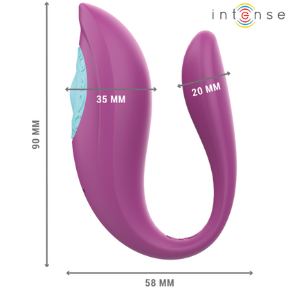 INTENSE - ANNIE VIBRATORE E STIMOLATORE A FORMA DI U TELECOMANDO VIOLA - INTENSE COUPLES TOYS | Lingerie Harness Boutique