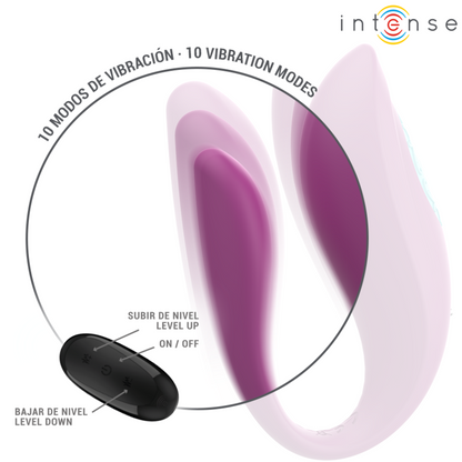 INTENSE - ANNIE VIBRATORE E STIMOLATORE A FORMA DI U TELECOMANDO VIOLA - INTENSE COUPLES TOYS | Lingerie Harness Boutique