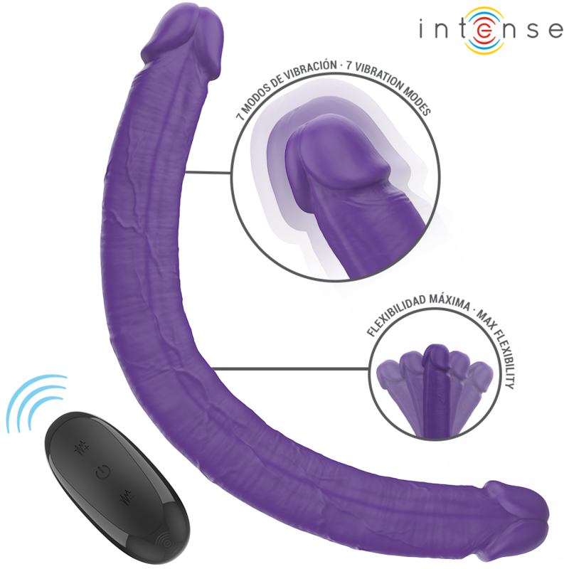 INTENSE - GUNTER DILDO DOPPIO VIBRATORE 40 CM VIOLA TELECOMANDO - INTENSE FUN | Lingerie Harness Boutique