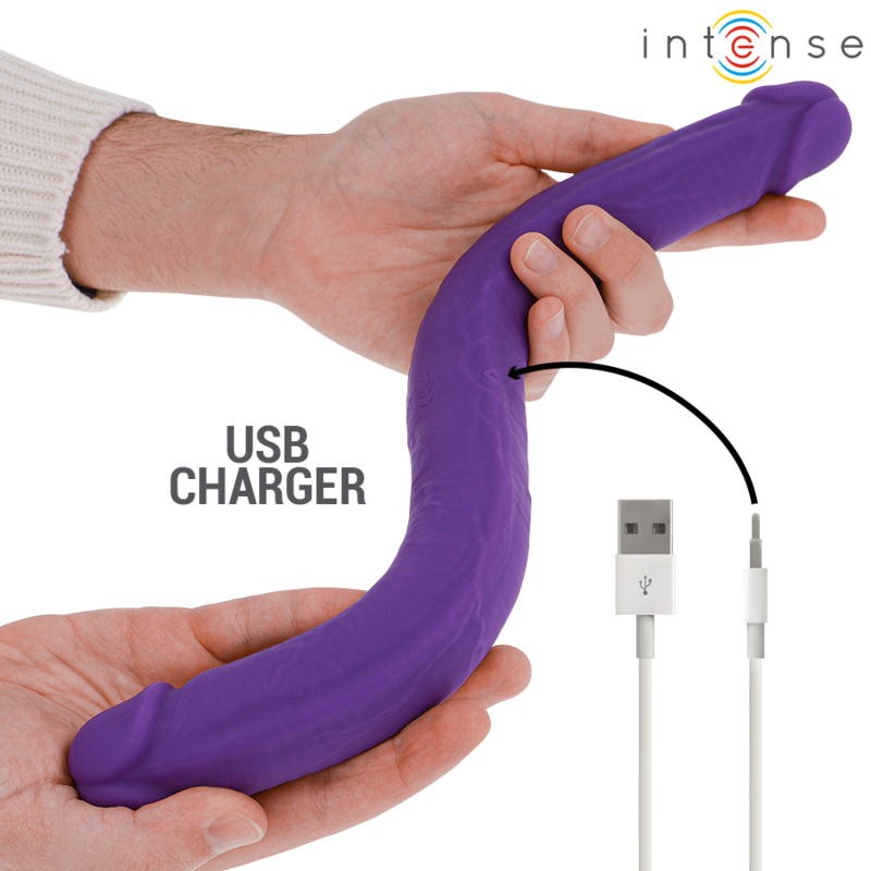 INTENSE - GUNTER DILDO DOPPIO VIBRATORE 40 CM VIOLA TELECOMANDO - INTENSE FUN | Lingerie Harness Boutique