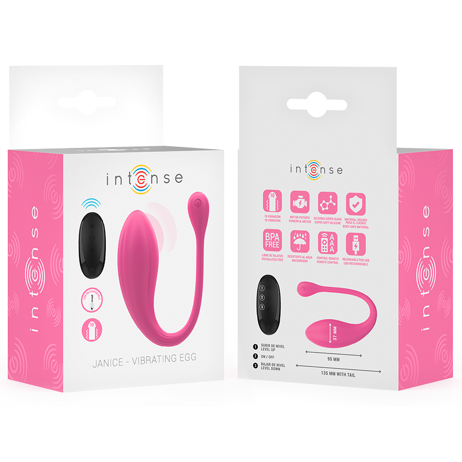 INTENSE - JANICE U VIBRATORE DOPPIA STIMOLAZIONE 10 VIBRAZIONI ROSA TELECOMANDO - INTENSE COUPLES TOYS | Lingerie Harness Boutique
