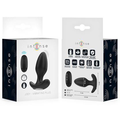 INTENSE - JOEY ANAL PLUG 10 VIBRAZIONI NERO TELECOMANDO - INTENSE ANAL TOYS | Lingerie Harness Boutique