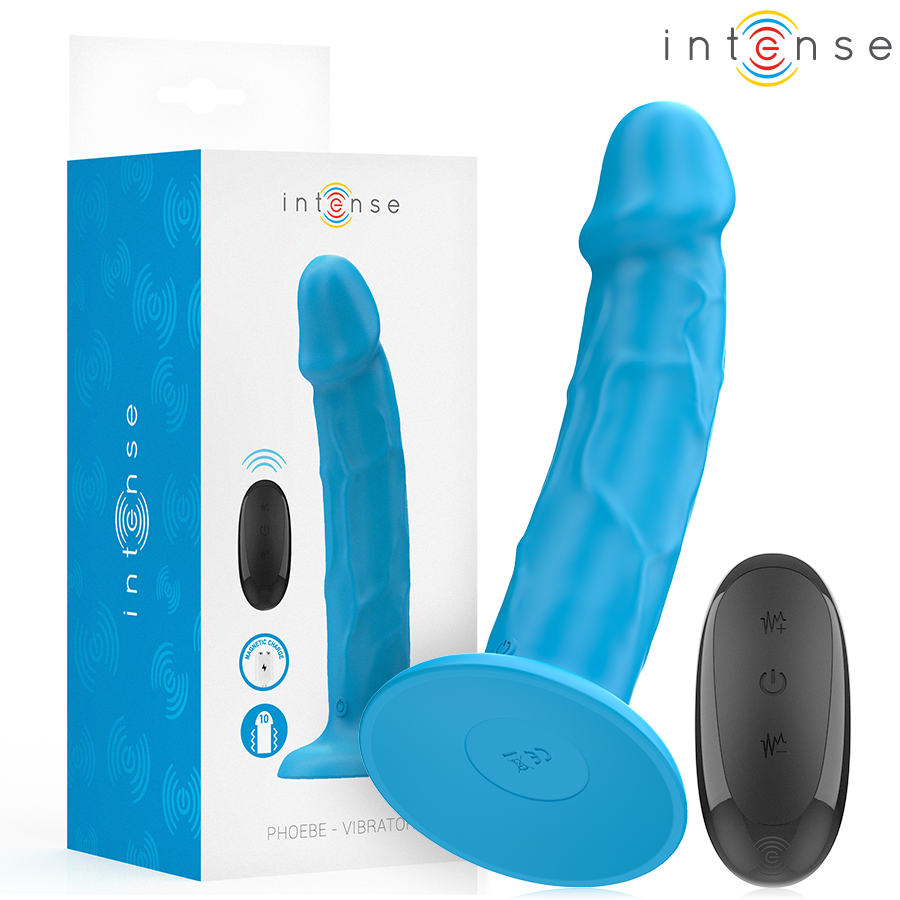INTENSE - PHOEBE VIBRATORE REALISTICO 10 VIBRAZIONI TELECOMANDO BLU - INTENSE FUN | Lingerie Harness Boutique