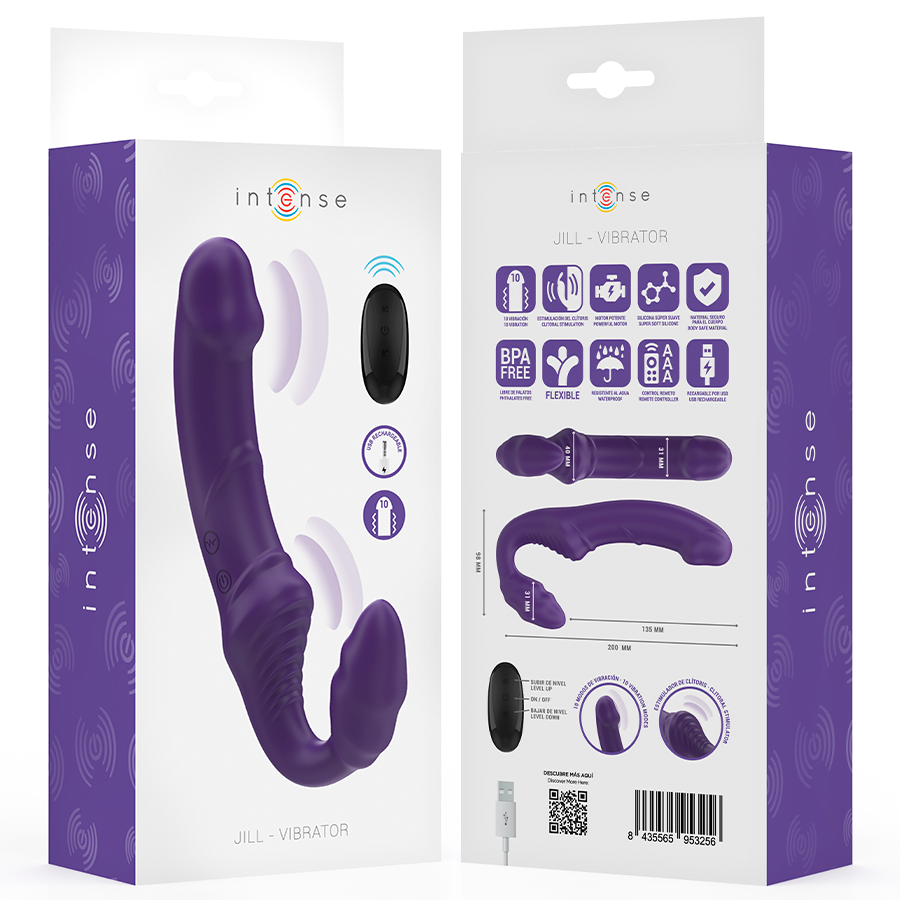 INTENSE - JILL DOPPIO VIBRATORE 20 CM VIOLA TELECOMANDO - INTENSE FUN | Lingerie Harness Boutique